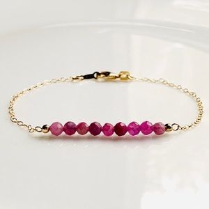 Natural Ruby Gemstone Bracelet Gold Filled